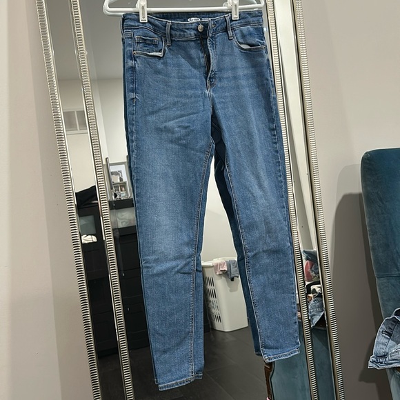 Size 10 Womens Super Skinny Old Navy Jeans Medium Light Wash Stretchy - Picture 1 of 4
